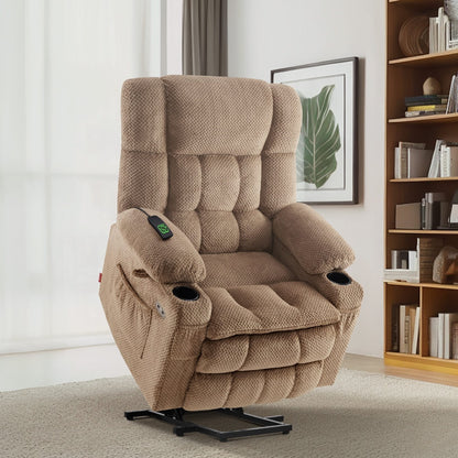 Fauteuil inclinable électrique à double moteur MCombo Medium, positions infinies, massage et chauffage, repose-pieds allongé, tissu 7890