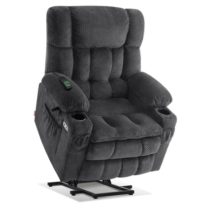 Fauteuil inclinable électrique à double moteur MCombo Medium, positions infinies, massage et chauffage, repose-pieds allongé, tissu 7890