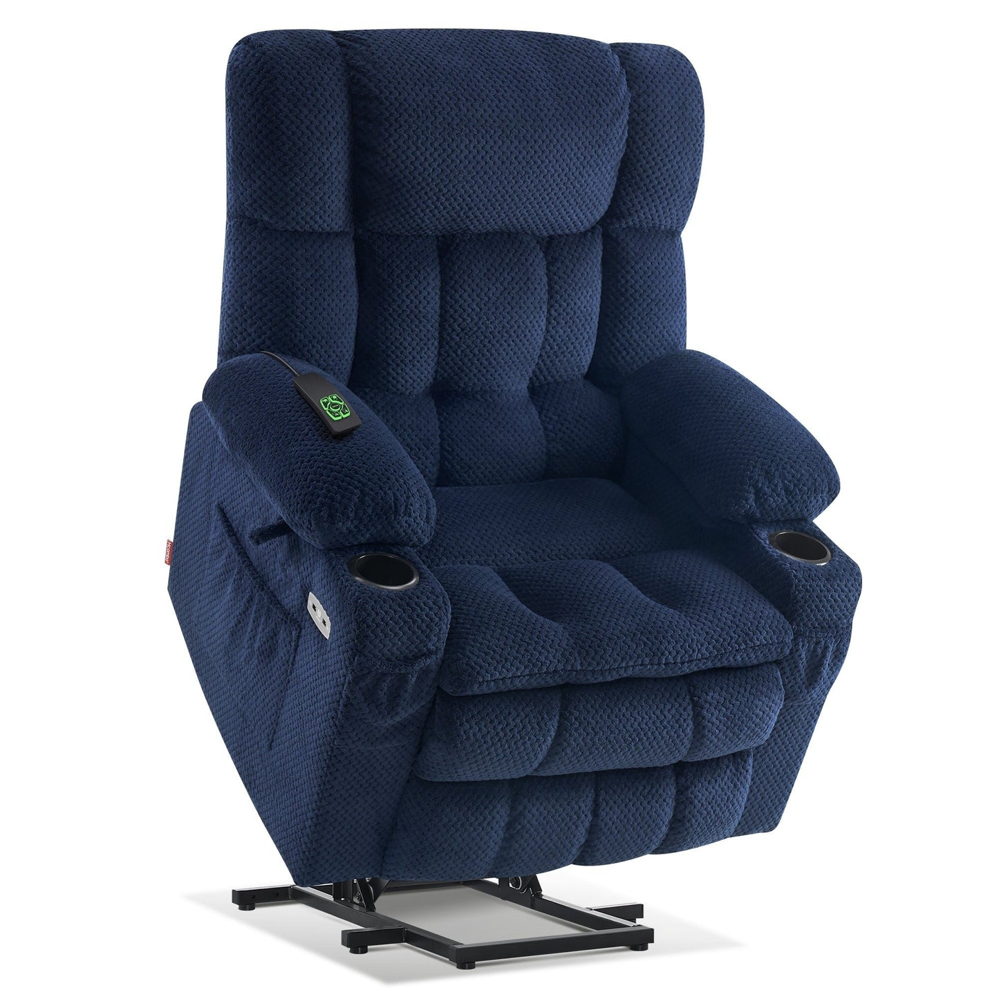 Fauteuil inclinable électrique à double moteur MCombo Medium, positions infinies, massage et chauffage, repose-pieds allongé, tissu 7890