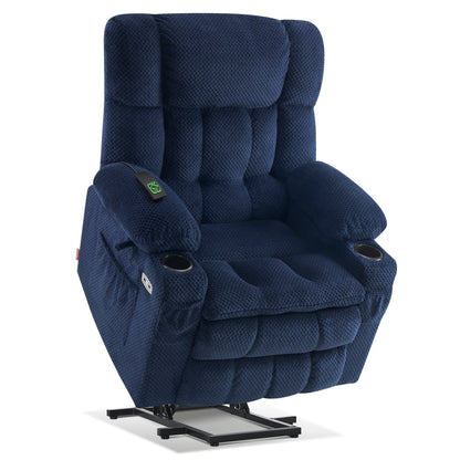 Fauteuil inclinable électrique à double moteur MCombo Medium, positions infinies, massage et chauffage, repose-pieds allongé, tissu 7890