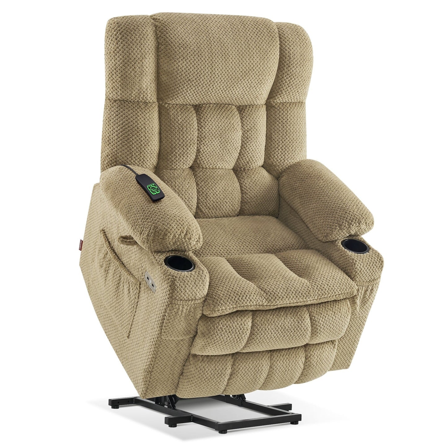 Fauteuil inclinable électrique à double moteur MCombo Medium, positions infinies, massage et chauffage, repose-pieds allongé, tissu 7890