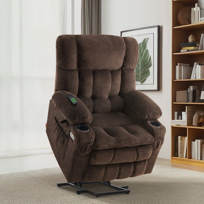 Fauteuil inclinable électrique à double moteur MCombo Medium, positions infinies, massage et chauffage, repose-pieds allongé, tissu 7890