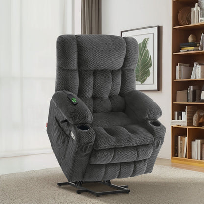 Fauteuil inclinable électrique à double moteur MCombo Medium, positions infinies, massage et chauffage, repose-pieds allongé, tissu 7890