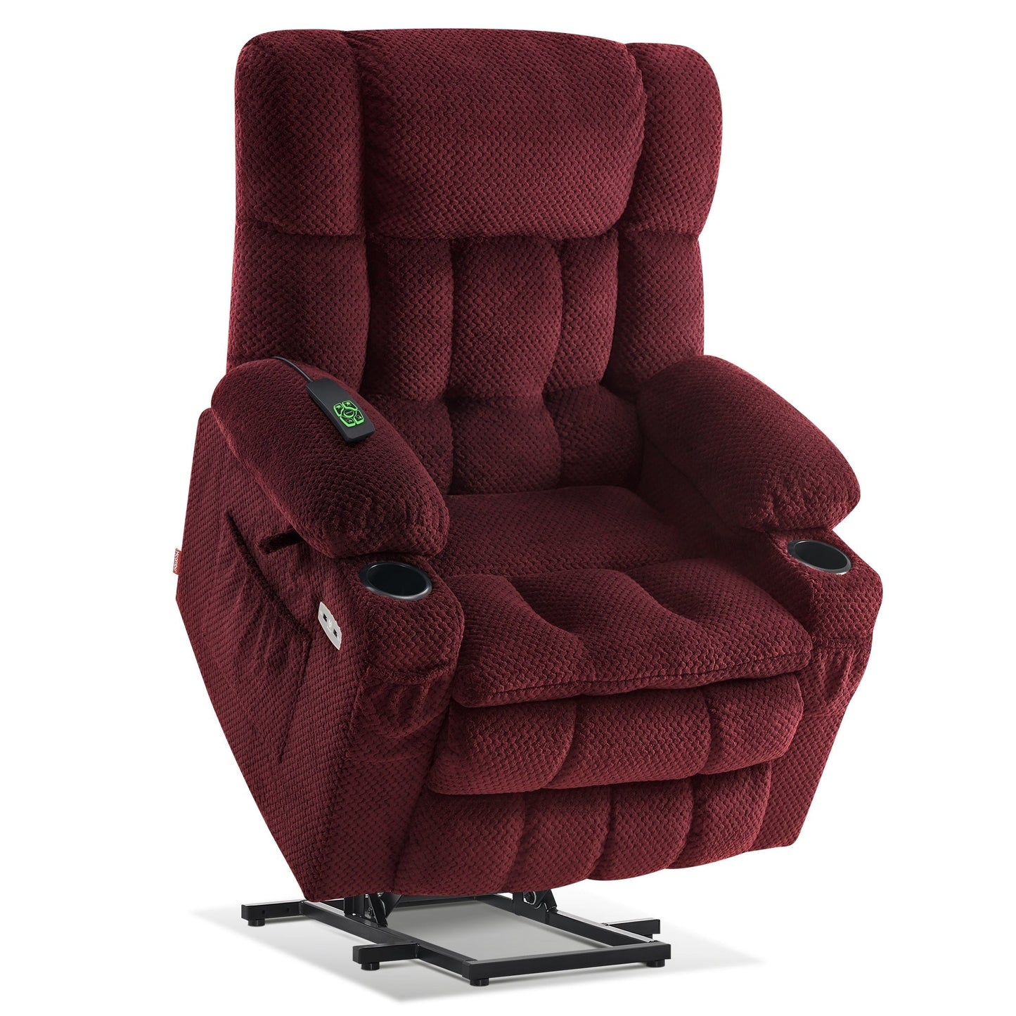 Fauteuil inclinable électrique à double moteur MCombo Medium, positions infinies, massage et chauffage, repose-pieds allongé, tissu 7890