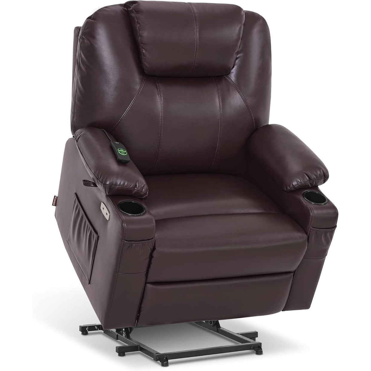 Fauteuil inclinable électrique MCombo de taille moyenne avec massage et chauffage pour personnes âgées, similicuir R7045