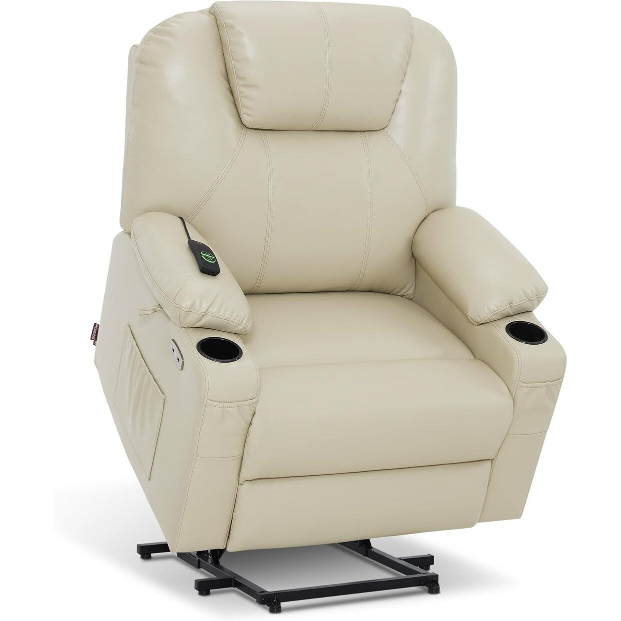 Fauteuil inclinable électrique MCombo de taille moyenne avec massage et chauffage pour personnes âgées, similicuir R7045