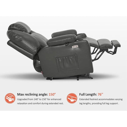 Fauteuil inclinable électrique MCombo de taille moyenne avec massage et chauffage pour personnes âgées, similicuir R7045