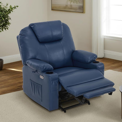Fauteuil inclinable électrique MCombo de taille moyenne avec massage et chauffage pour personnes âgées, similicuir R7045