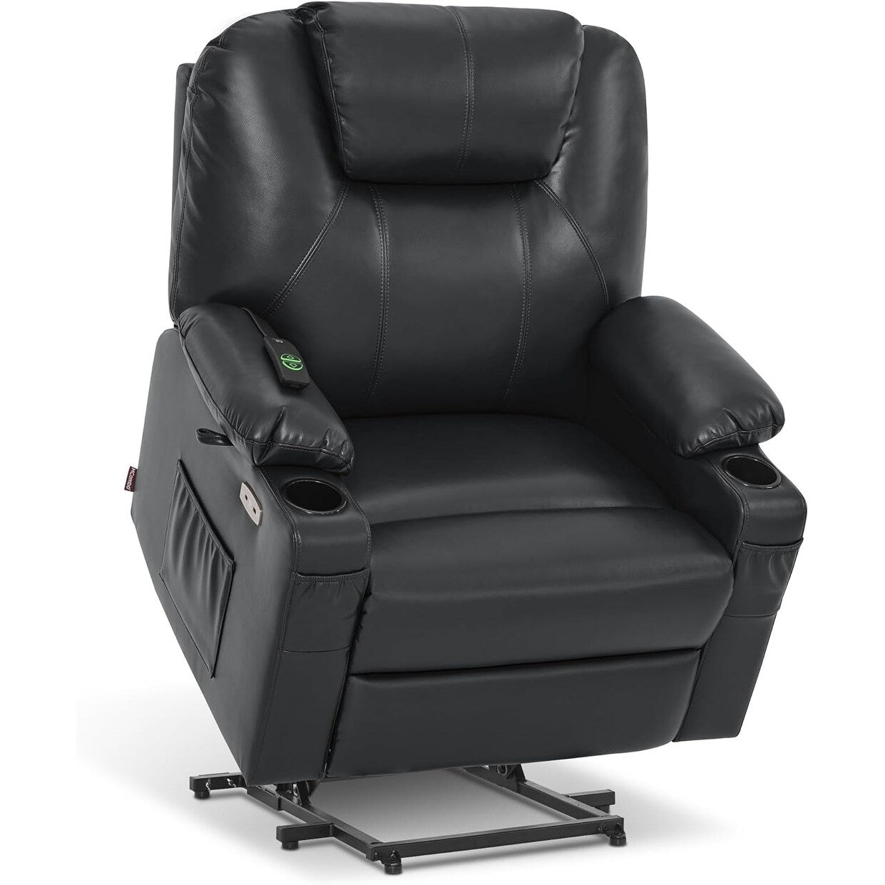 Fauteuil inclinable électrique MCombo de taille moyenne avec massage et chauffage pour personnes âgées, similicuir R7045
