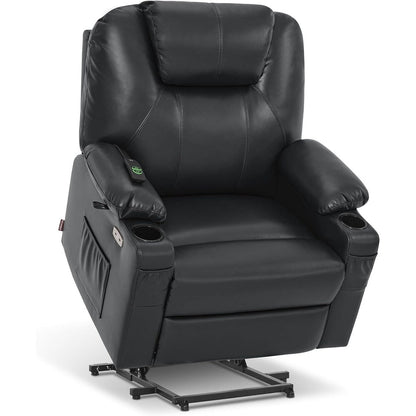 Fauteuil inclinable électrique MCombo de taille moyenne avec massage et chauffage pour personnes âgées, similicuir R7045