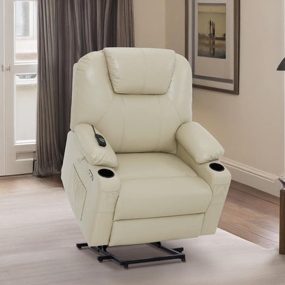 Fauteuil inclinable électrique MCombo de taille moyenne avec massage et chauffage pour personnes âgées, similicuir R7045