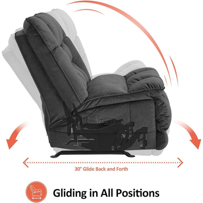 Fauteuil inclinable à bascule électrique surdimensionné MCombo à double moteur, sans accoudoirs, idéal pour le salon, tissu PR607