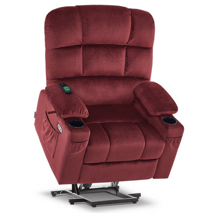 Fauteuil inclinable électrique à double moteur MCombo pour personnes âgées, massage et chauffage, tissu 7680