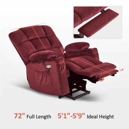 Fauteuil inclinable électrique à double moteur MCombo pour personnes âgées, massage et chauffage, tissu 7680