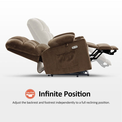 Fauteuil inclinable électrique à double moteur MCombo pour personnes âgées, massage et chauffage, tissu 7680