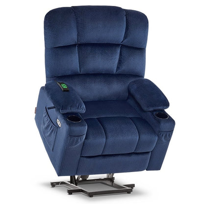 Fauteuil inclinable électrique à double moteur MCombo pour personnes âgées, massage et chauffage, tissu 7680