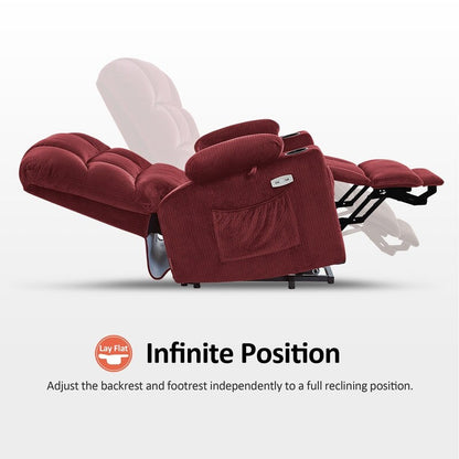 Fauteuil inclinable électrique à double moteur MCombo pour personnes âgées, massage et chauffage, tissu 7680