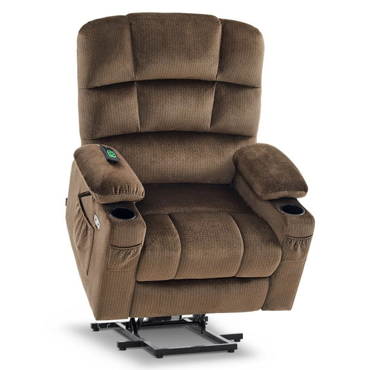 Fauteuil inclinable électrique à double moteur MCombo pour personnes âgées, massage et chauffage, tissu 7680