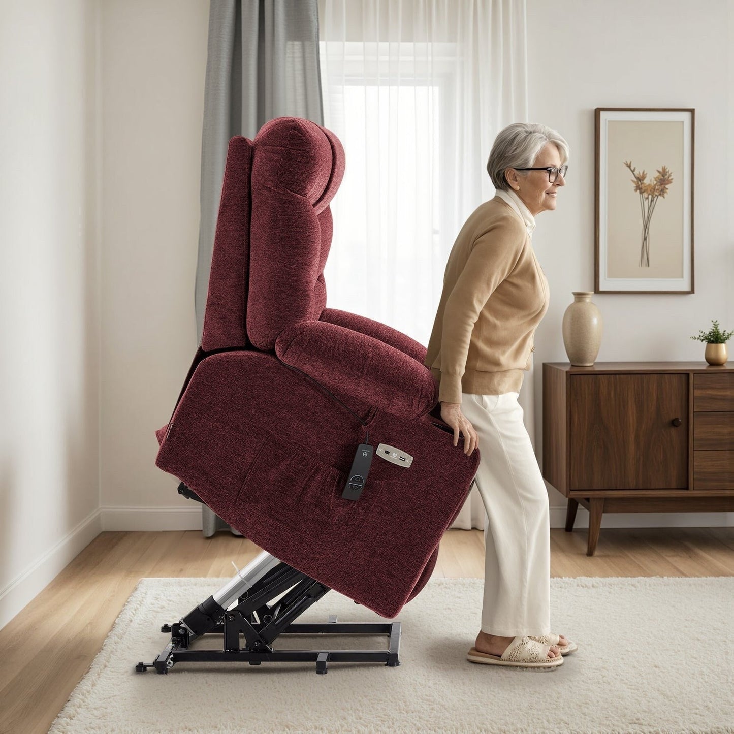 Fauteuil inclinable électrique MCombo avec repose-pieds allongé pour personnes âgées