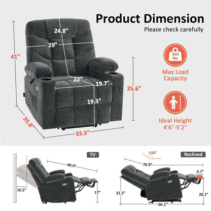 Fauteuil inclinable électrique MCombo avec repose-pieds allongé pour personnes âgées