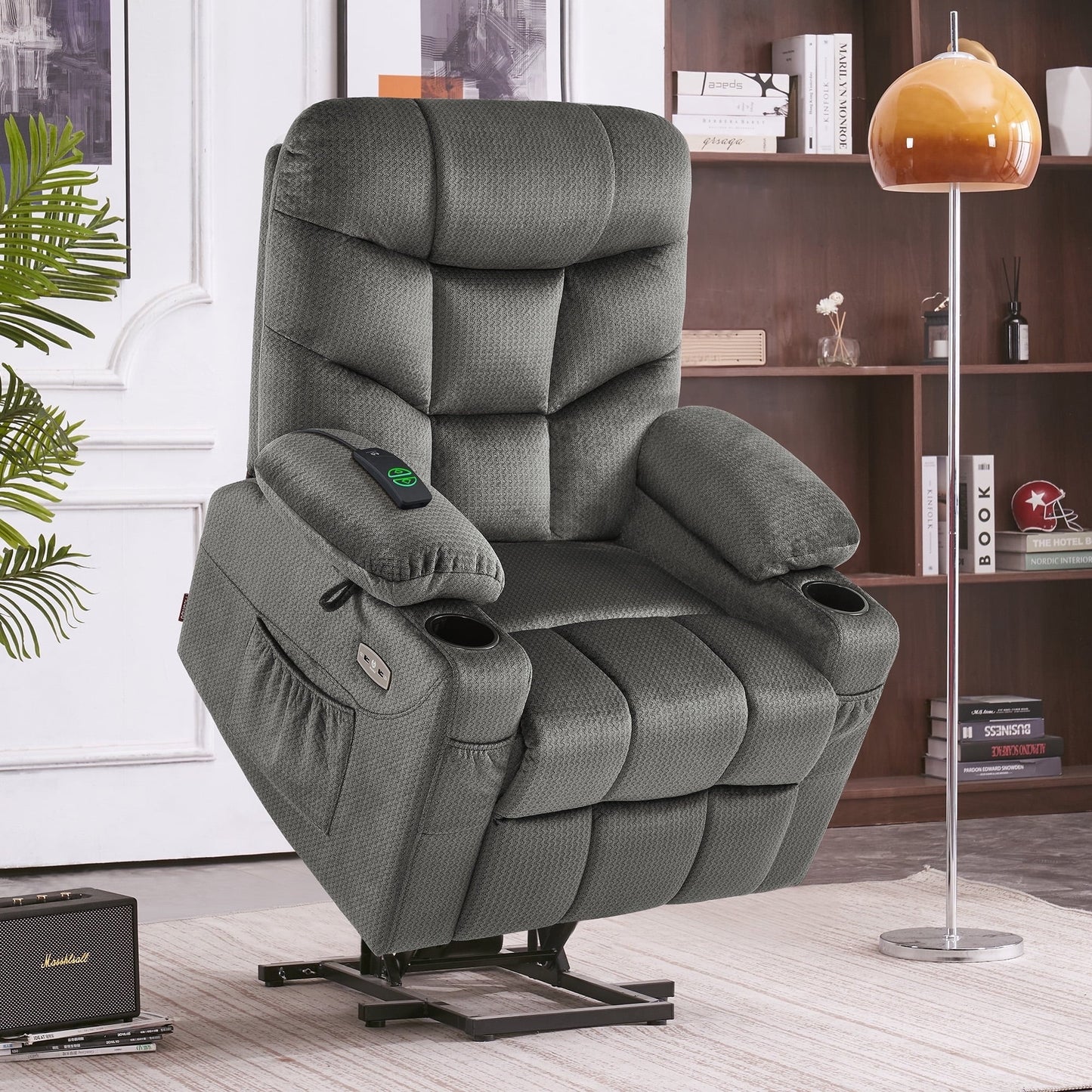 Fauteuil inclinable électrique MCombo avec repose-pieds allongé pour personnes âgées, tissu