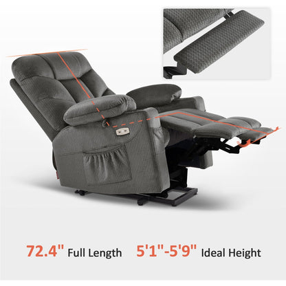Fauteuil inclinable électrique MCombo avec repose-pieds allongé pour personnes âgées, tissu