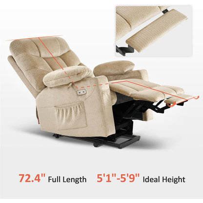 Fauteuil inclinable électrique MCombo avec repose-pieds allongé pour personnes âgées, tissu