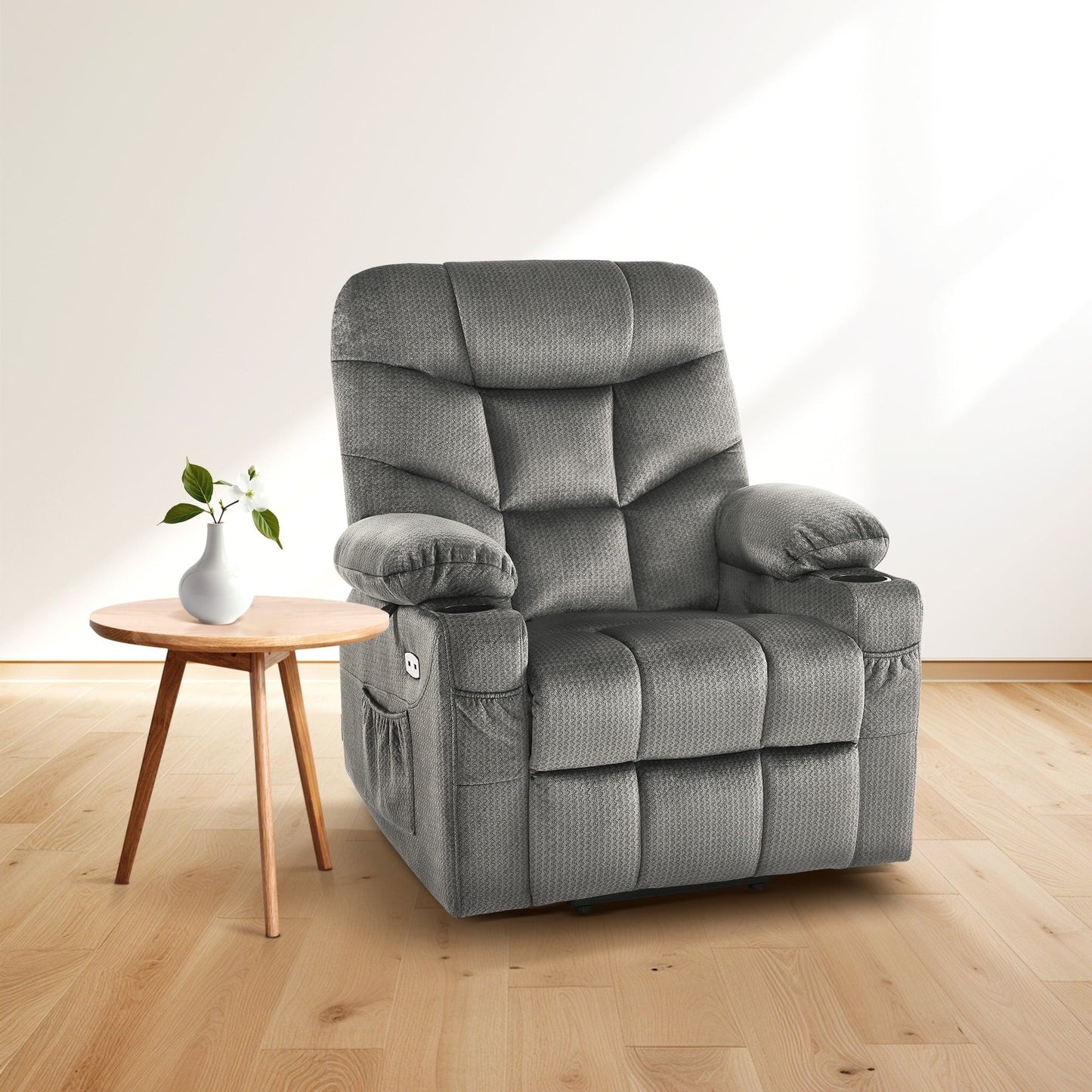 Fauteuil inclinable électrique MCombo avec repose-pieds allongé pour personnes âgées, tissu