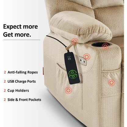 Fauteuil inclinable électrique MCombo avec repose-pieds allongé pour personnes âgées, tissu