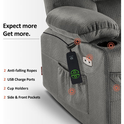 Fauteuil inclinable électrique MCombo avec repose-pieds allongé pour personnes âgées, tissu