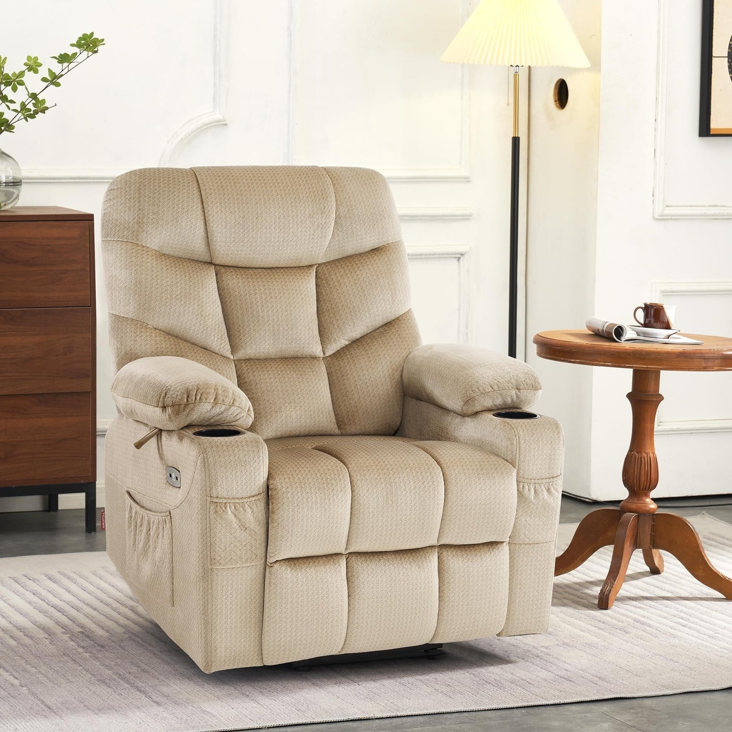 Fauteuil inclinable électrique MCombo avec repose-pieds allongé pour personnes âgées, tissu