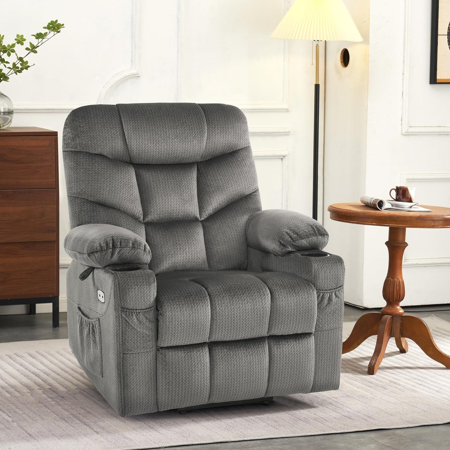 Fauteuil inclinable électrique MCombo avec repose-pieds allongé pour personnes âgées, tissu