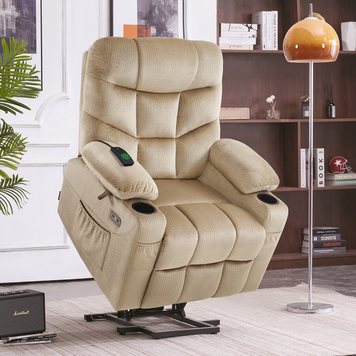 Fauteuil inclinable électrique MCombo avec repose-pieds allongé pour personnes âgées, tissu