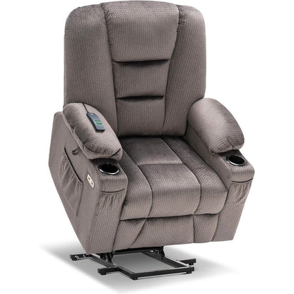 Fauteuil inclinable électrique MCombo avec massage et chauffage pour personnes âgées, repose-pieds allongé, ports USB, tissu (moyen)