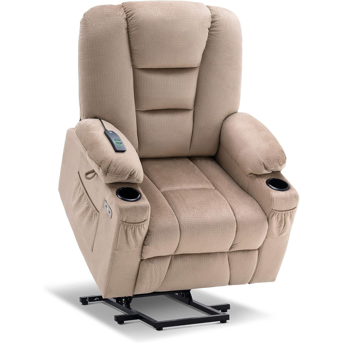 Fauteuil inclinable électrique MCombo avec massage et chauffage pour personnes âgées, repose-pieds allongé, ports USB, tissu (moyen)