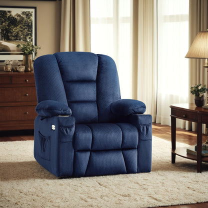 Fauteuil inclinable électrique MCombo avec massage et chauffage pour personnes âgées, repose-pieds allongé, ports USB, tissu (moyen)