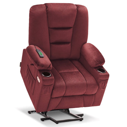 Fauteuil inclinable électrique MCombo avec massage et chauffage pour personnes âgées, repose-pieds allongé, ports USB, tissu (moyen)