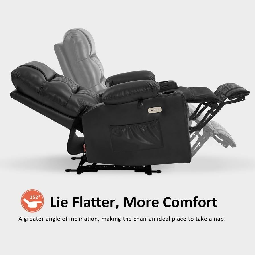 Fauteuil inclinable électrique MCombo avec chauffage et massage, cuir PR621