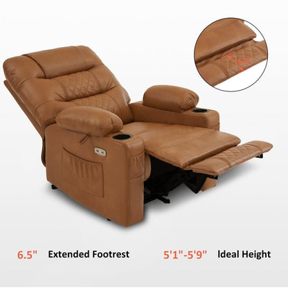 Fauteuil inclinable électrique MCombo avec chauffage et massage, cuir PR621
