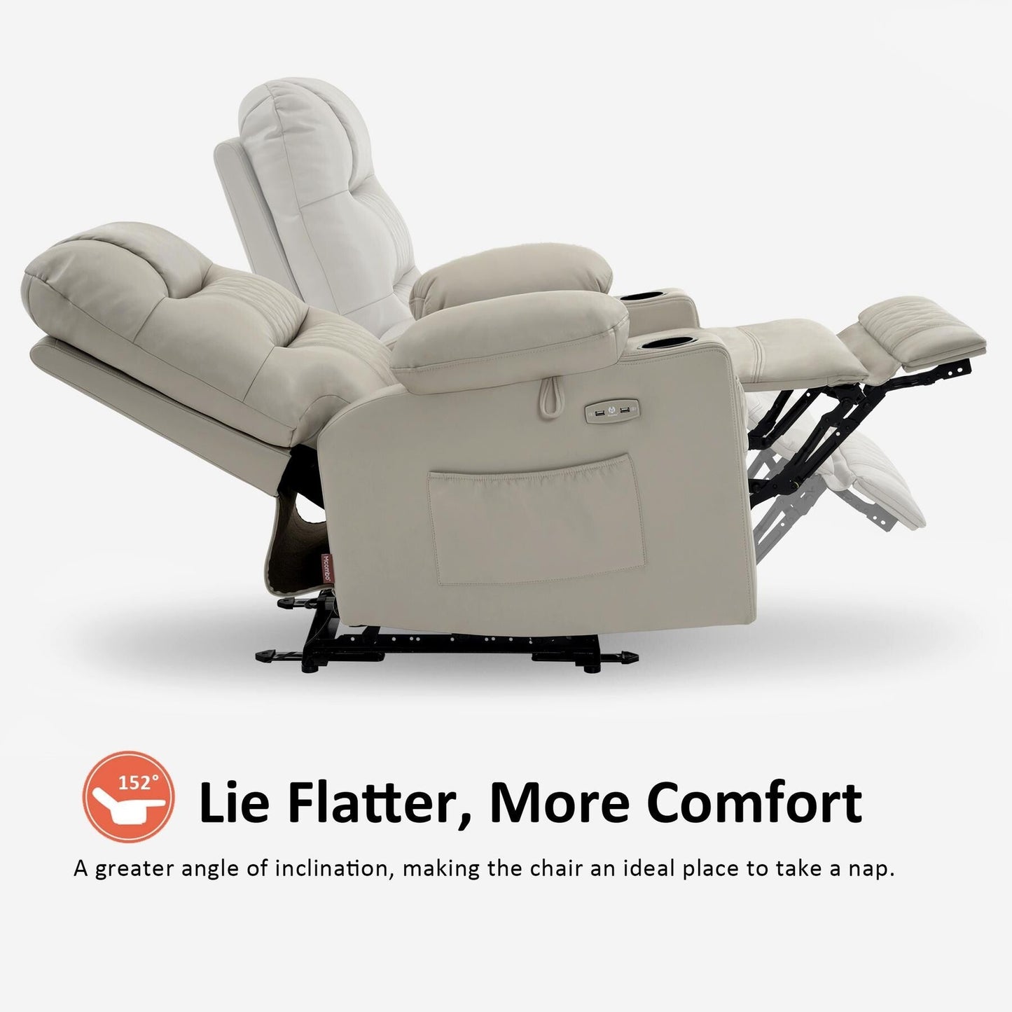 Fauteuil inclinable électrique MCombo avec chauffage et massage, cuir PR621
