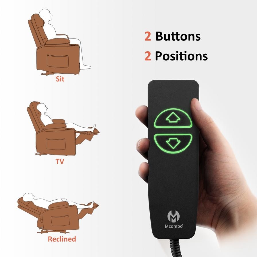 Fauteuil inclinable électrique MCombo avec chauffage et massage, cuir PR621