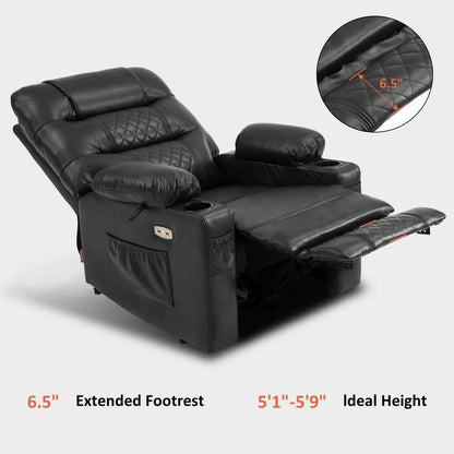 Fauteuil inclinable électrique MCombo avec chauffage et massage, cuir PR621