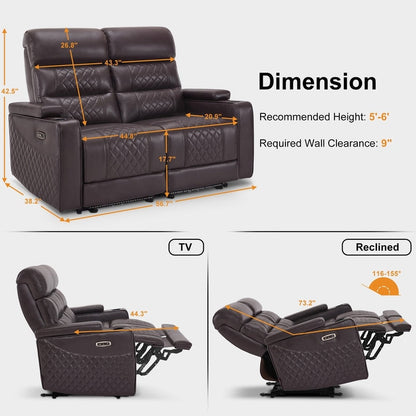 Canapé inclinable électrique MCombo avec appuie-têtes réglables, siège home cinéma avec rangement pour accoudoirs, similicuir HTS470