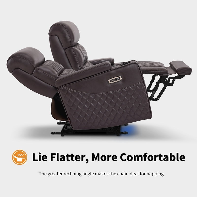 Canapé inclinable électrique MCombo avec appuie-têtes réglables, siège home cinéma avec rangement pour accoudoirs, similicuir HTS470