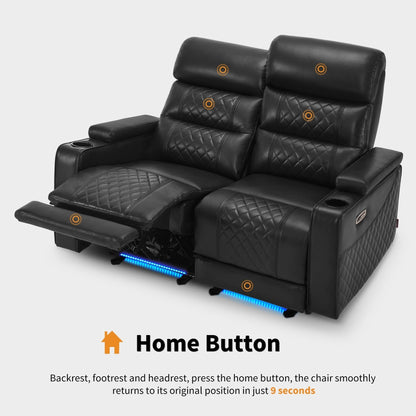 Canapé inclinable électrique MCombo avec appuie-têtes réglables, siège home cinéma avec rangement pour accoudoirs, similicuir HTS470