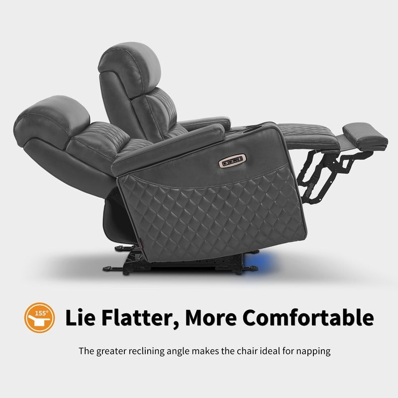 Canapé inclinable électrique MCombo avec appuie-têtes réglables, siège home cinéma avec rangement pour accoudoirs, similicuir HTS470