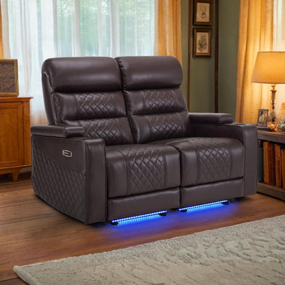 Canapé inclinable électrique MCombo avec appuie-têtes réglables, siège home cinéma avec rangement pour accoudoirs, similicuir HTS470