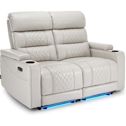 Canapé inclinable électrique MCombo avec appuie-têtes réglables, siège home cinéma avec rangement pour accoudoirs, similicuir HTS470