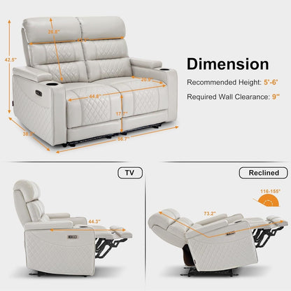 Canapé inclinable électrique MCombo avec appuie-têtes réglables, siège home cinéma avec rangement pour accoudoirs, similicuir HTS470