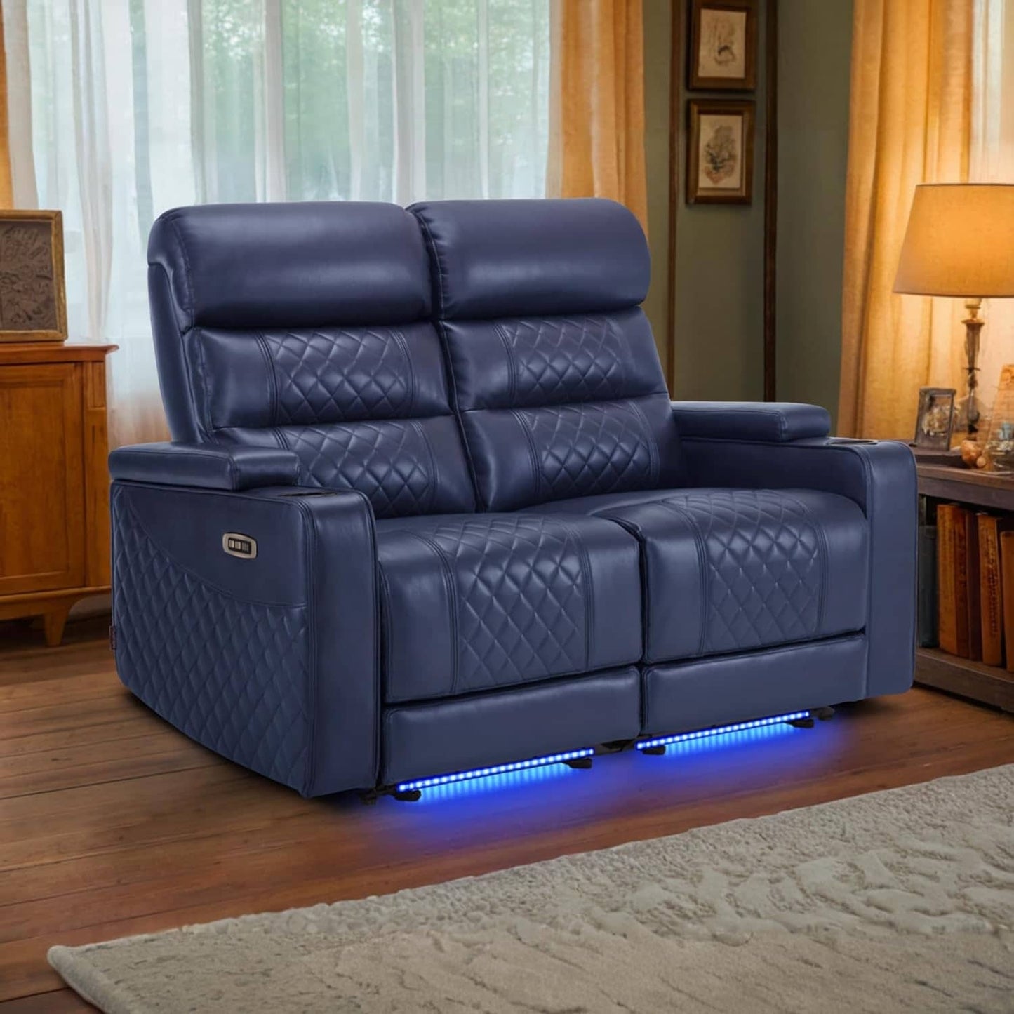 Canapé inclinable électrique MCombo avec appuie-têtes réglables, siège home cinéma avec rangement pour accoudoirs, similicuir HTS470